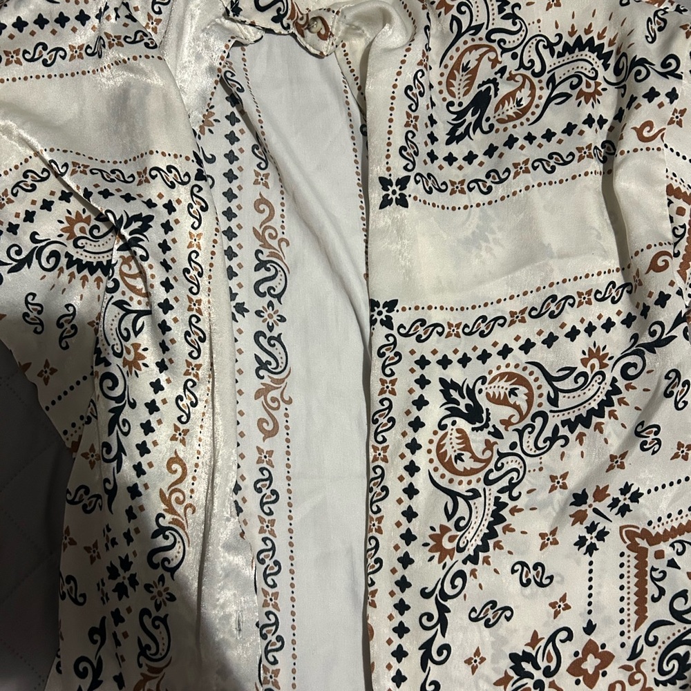 Paisley Print Satin Blouse